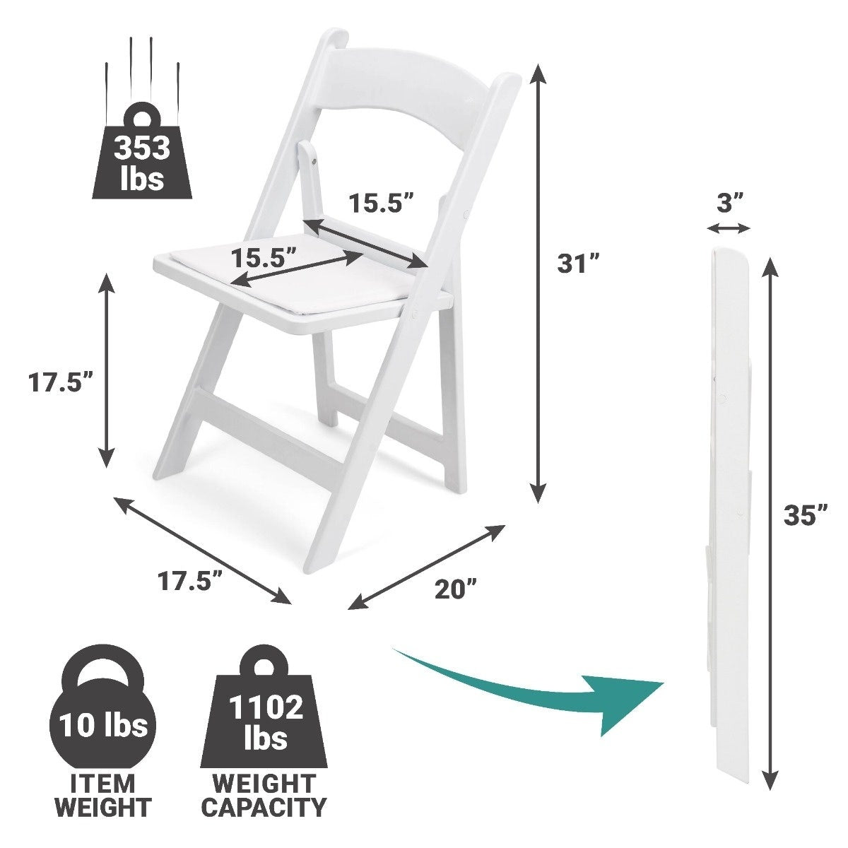 Adult White Garden Folding Chair