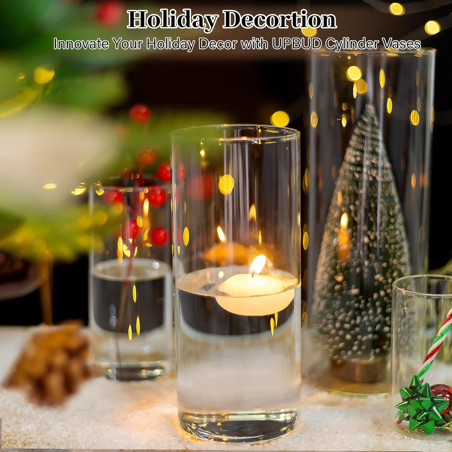 Clear Cylinder Vases for Centerpieces | 4, 6, 8,10'' Tall Flower Vase